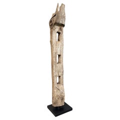 Antique Teak Fence Column from Java, Mounted on Metal Stand c.1900