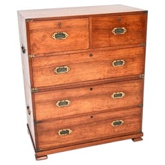 Antique Teak Military Campaign Chest of Drawers