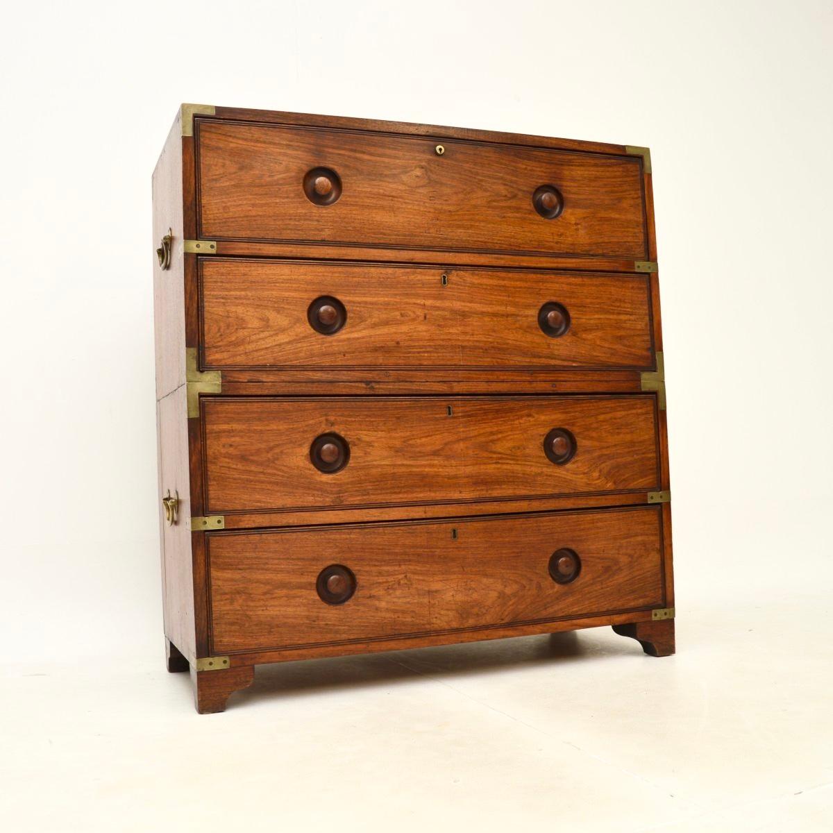 Cassettiera antica in teak Campaigner in vendita 3