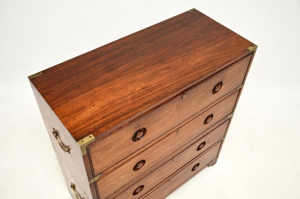 Cassettiera antica in teak Campaigner in vendita 4