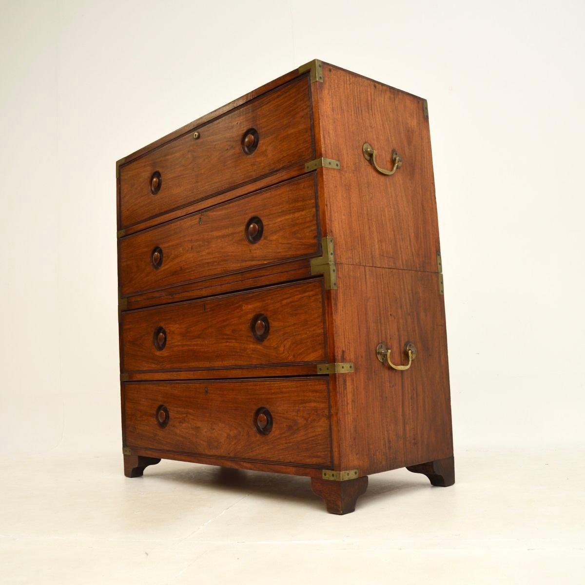Cassettiera antica in teak Campaigner in vendita 2
