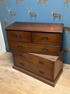 antique teak military chest of drawers consisting of 2 parts.