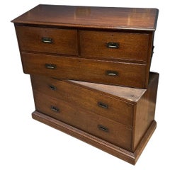 antique teak military chest of drawers consisting of 2 parts.