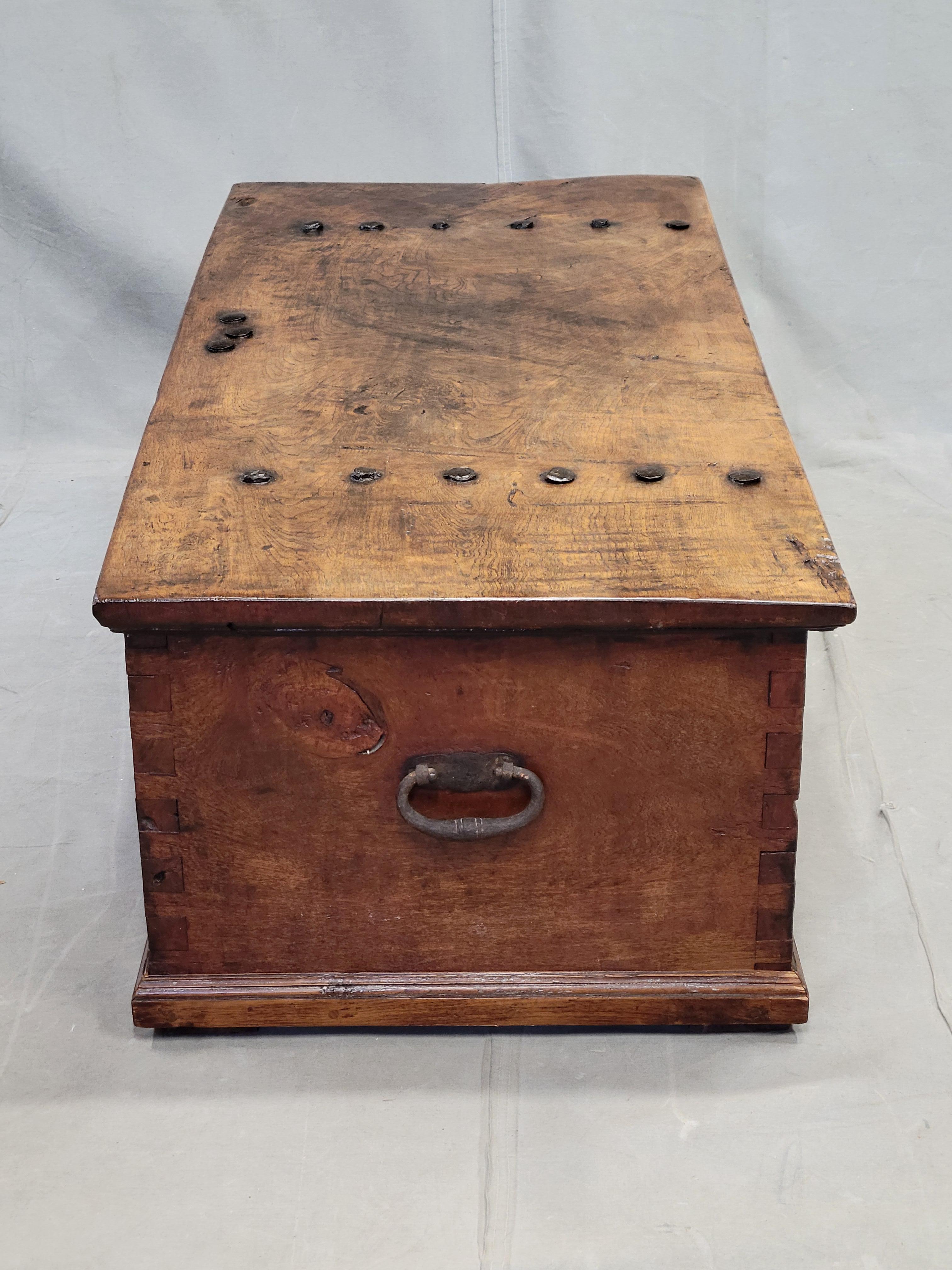 Antique Teak Storage Box With Iron Hardware Coffee Table For Sale 3