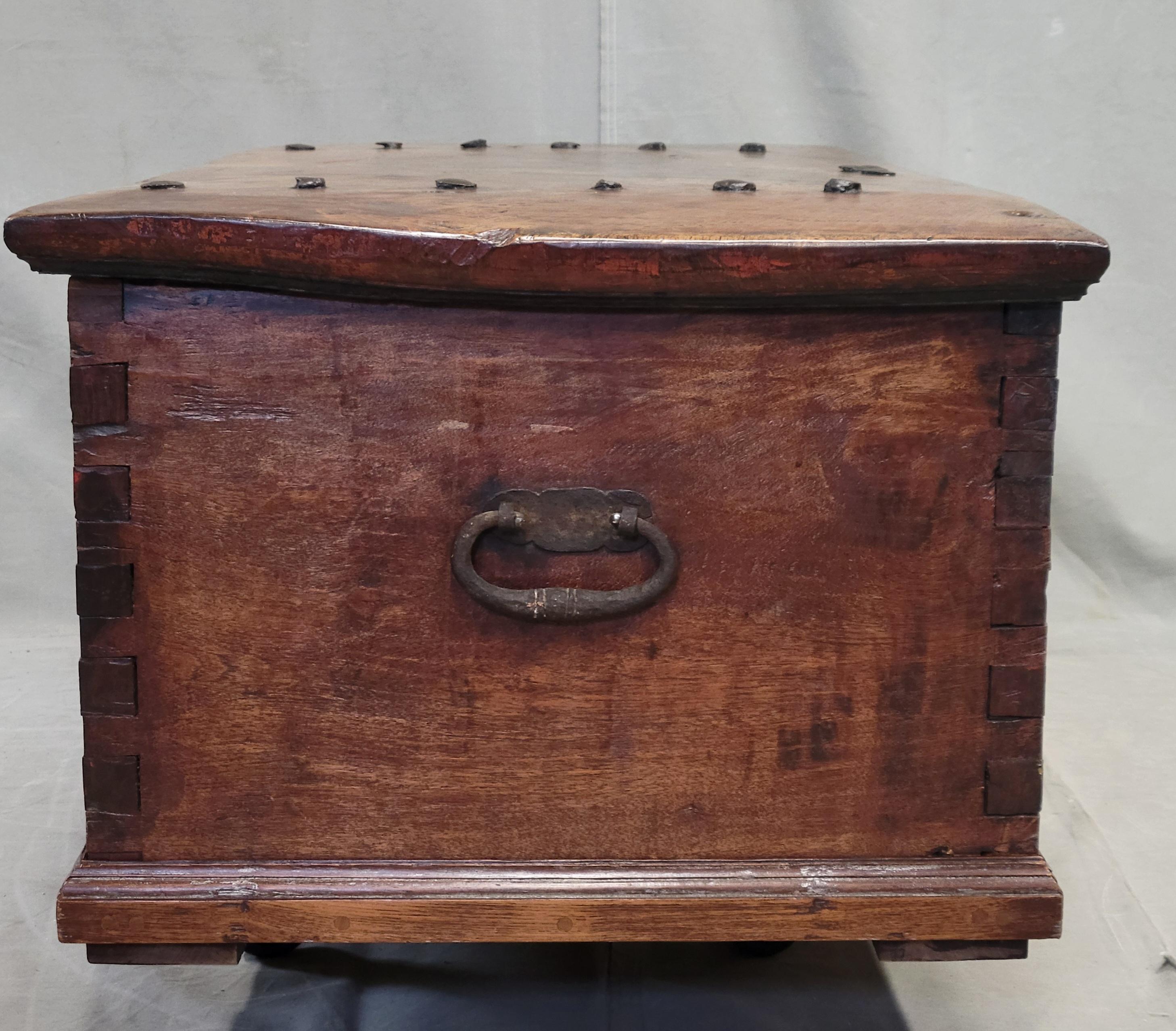 Antique Teak Storage Box With Iron Hardware Coffee Table For Sale 4