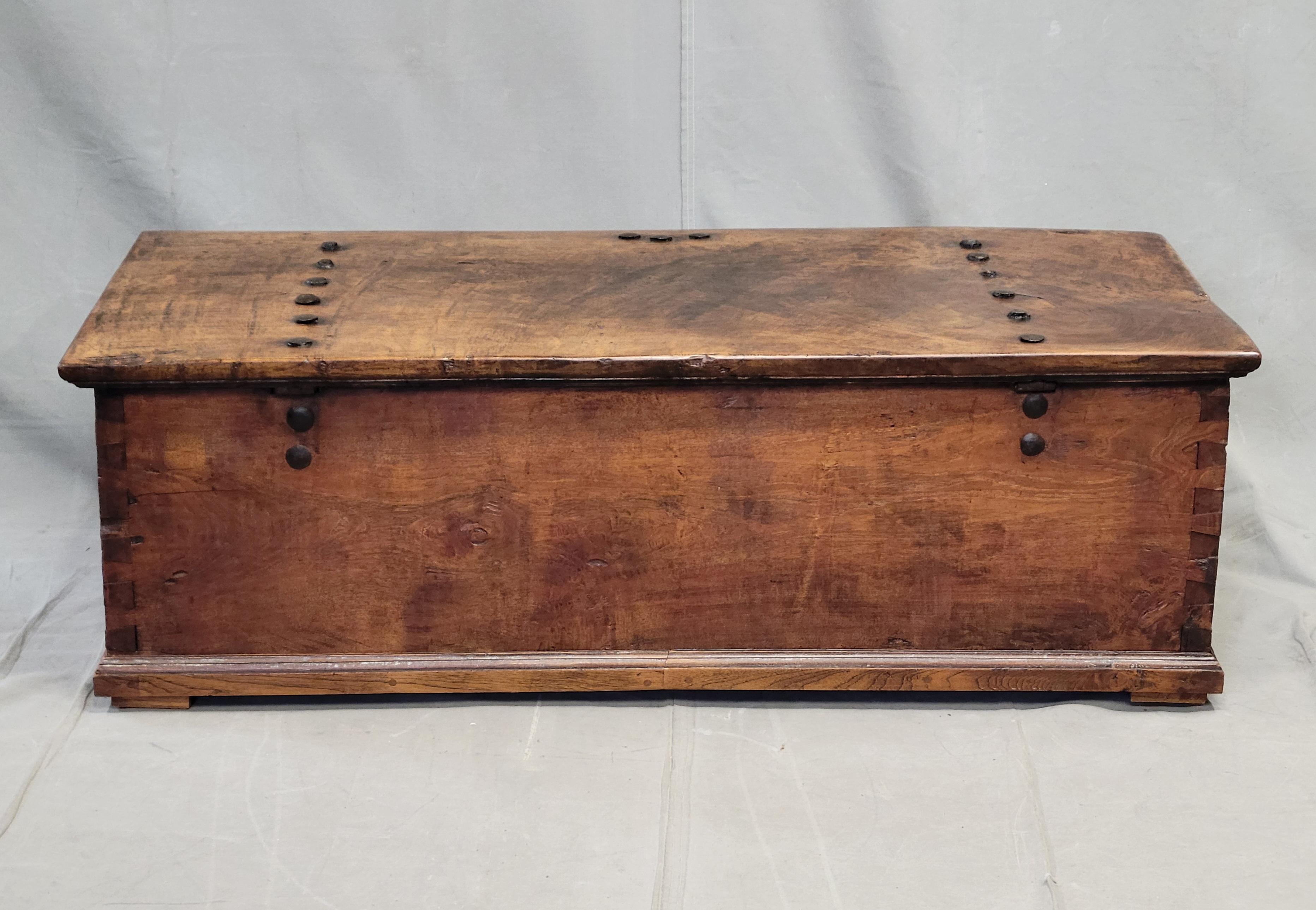 Antique Teak Storage Box With Iron Hardware Coffee Table For Sale 5