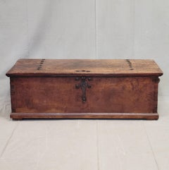 Antique Teak Storage Box With Iron Hardware Coffee Table