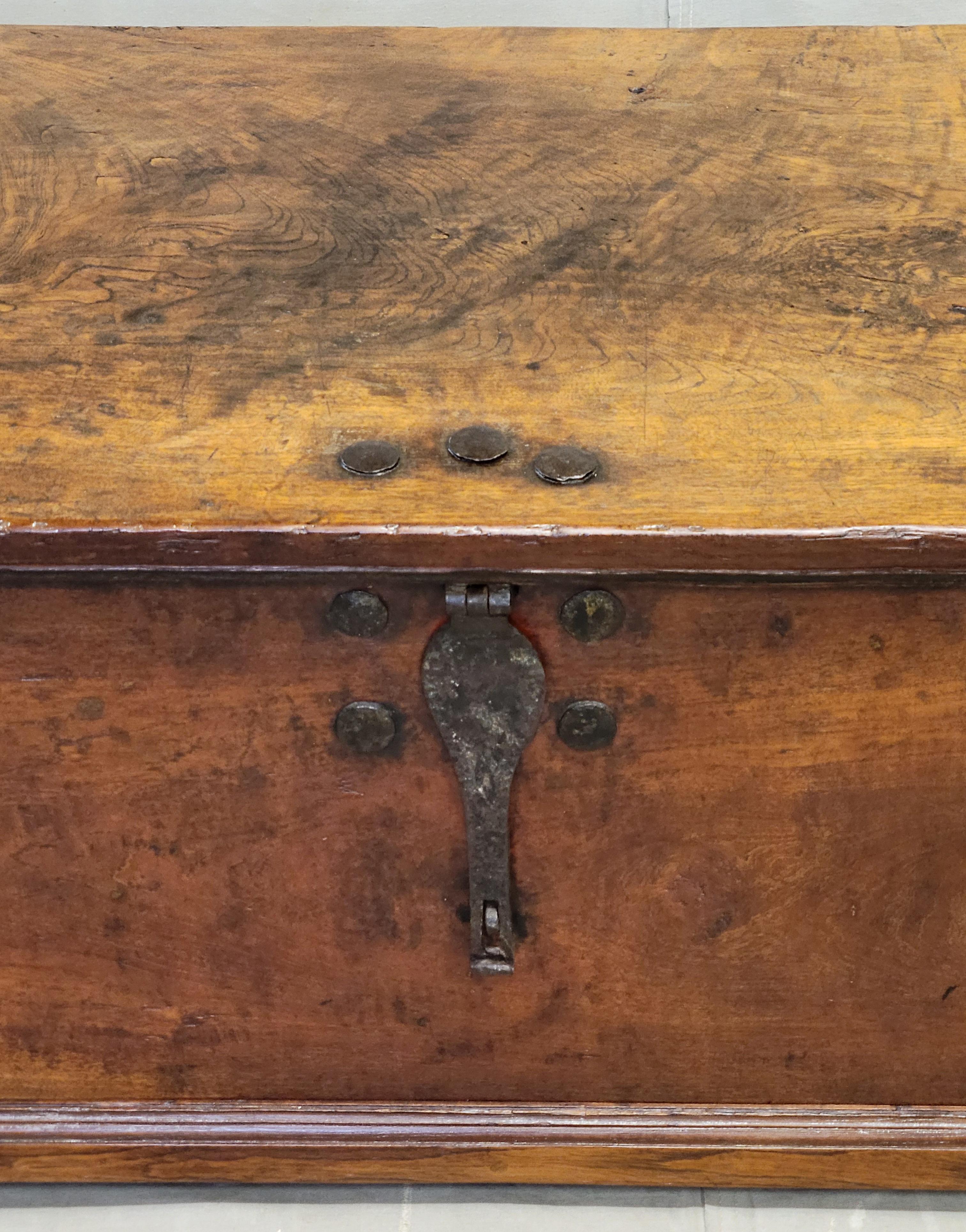 Dutch Colonial Antique Teak Storage Box With Iron Hardware Coffee Table For Sale