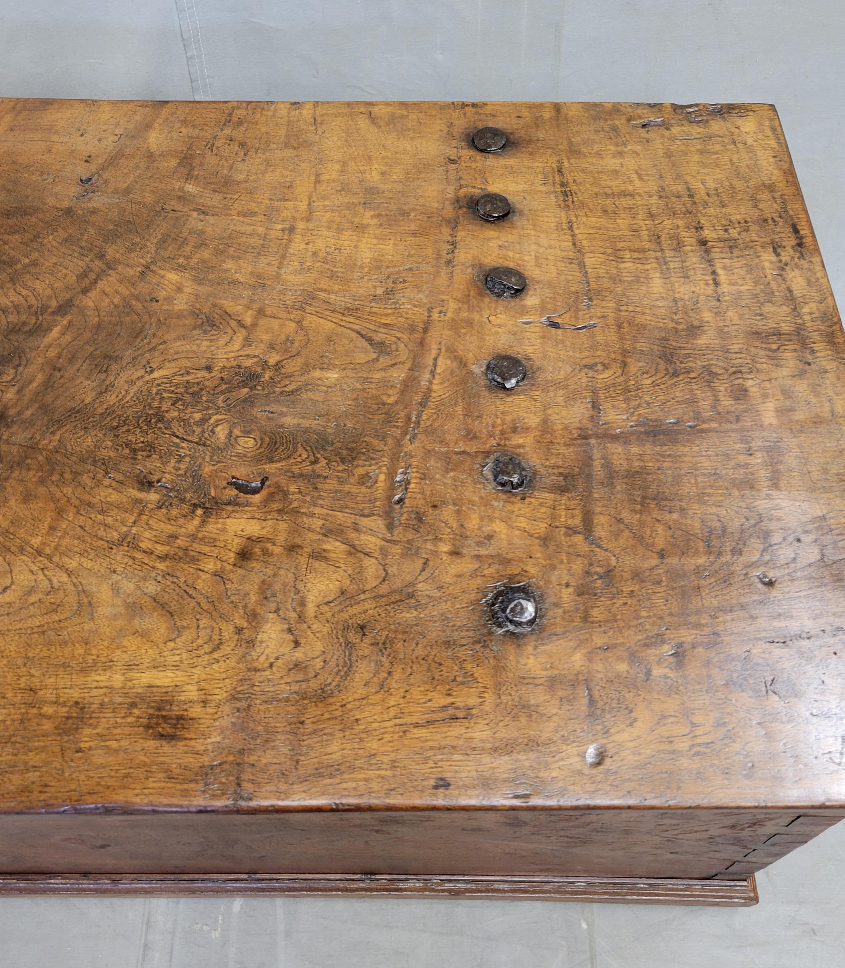 Antique Teak Storage Box With Iron Hardware Coffee Table In Good Condition For Sale In Centennial, CO