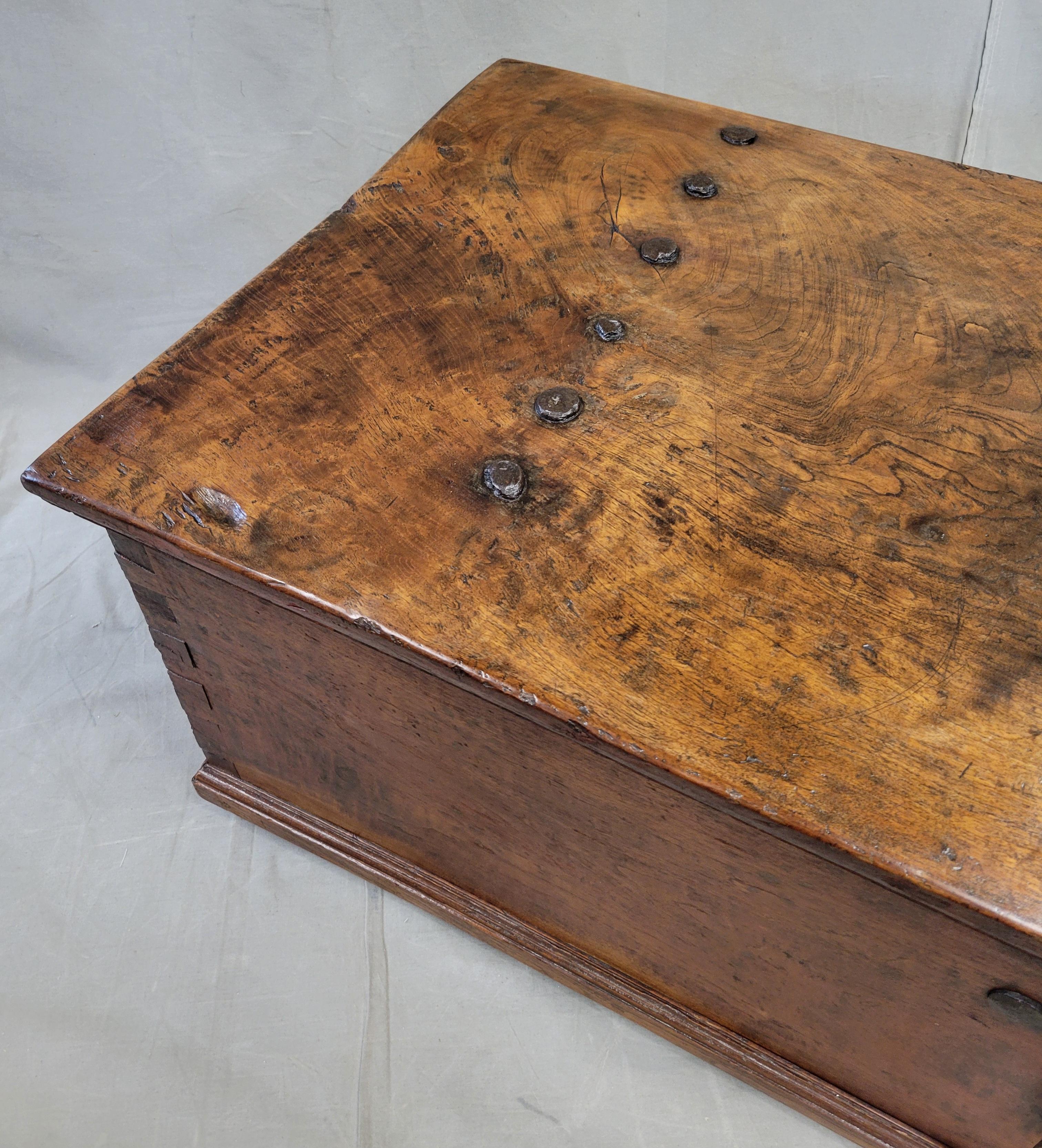 Antique Teak Storage Box With Iron Hardware Coffee Table For Sale 1