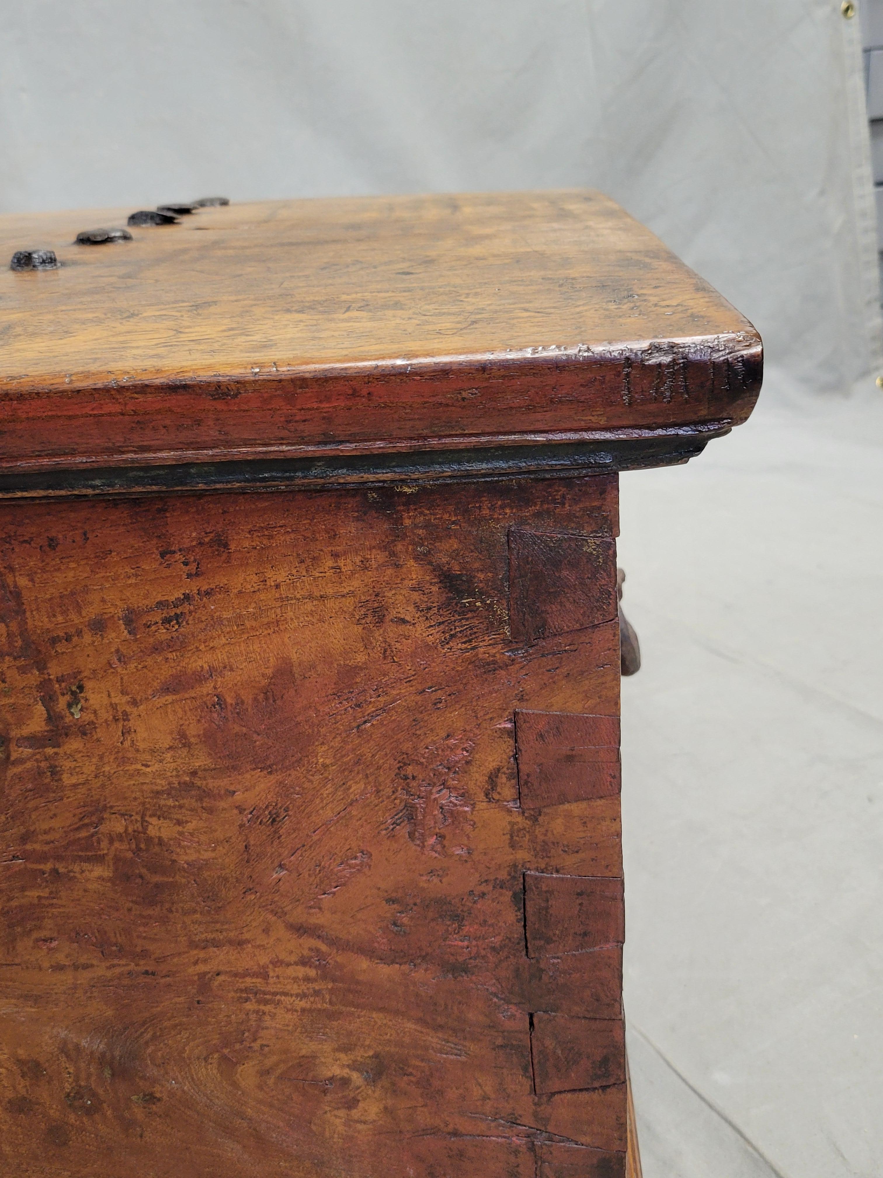 Antique Teak Storage Box With Iron Hardware Coffee Table For Sale 2
