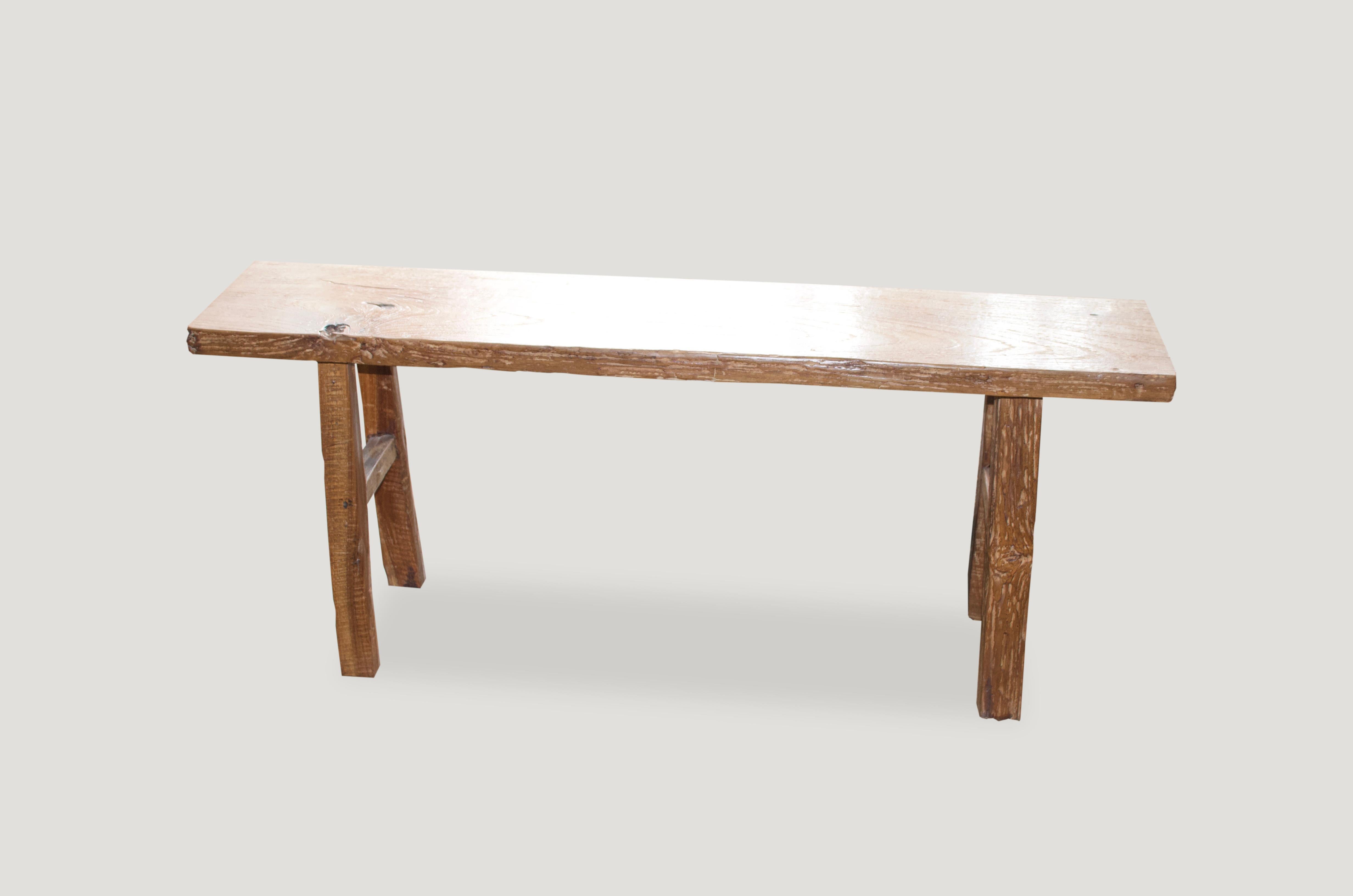 Antique Teak Wood Bench In Excellent Condition In New York, NY