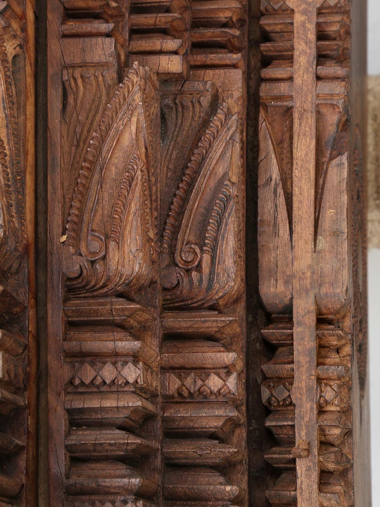 Antique Teak Wood Door Frame Imported from India with Exquisite Carving Details For Sale at 1stDibs
