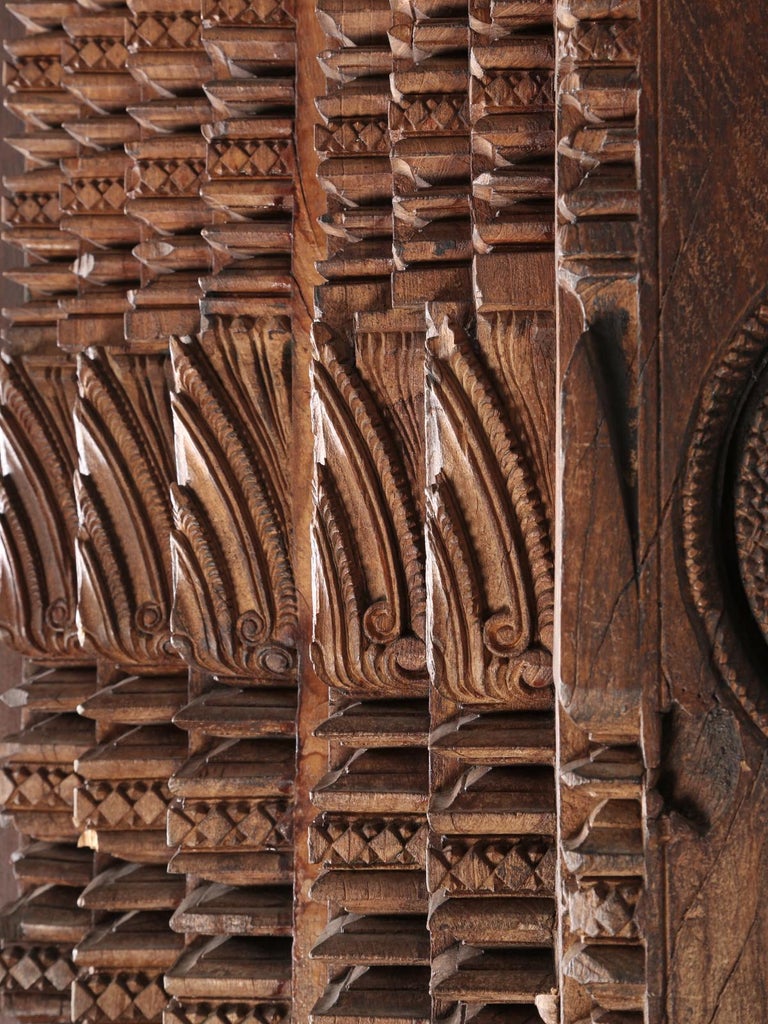Antique Teak Wood Door Frame Imported from India with Exquisite Carving