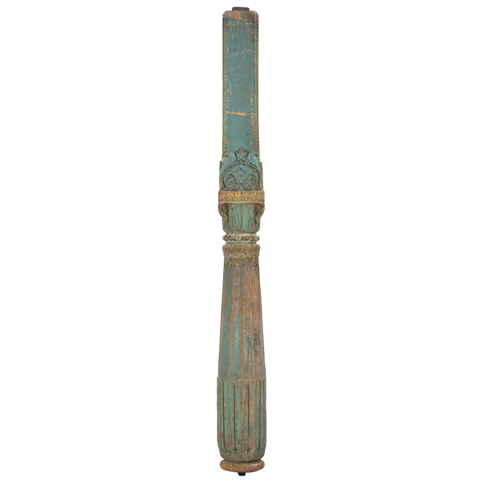 Antique Teakwood Column from India, circa 1800s