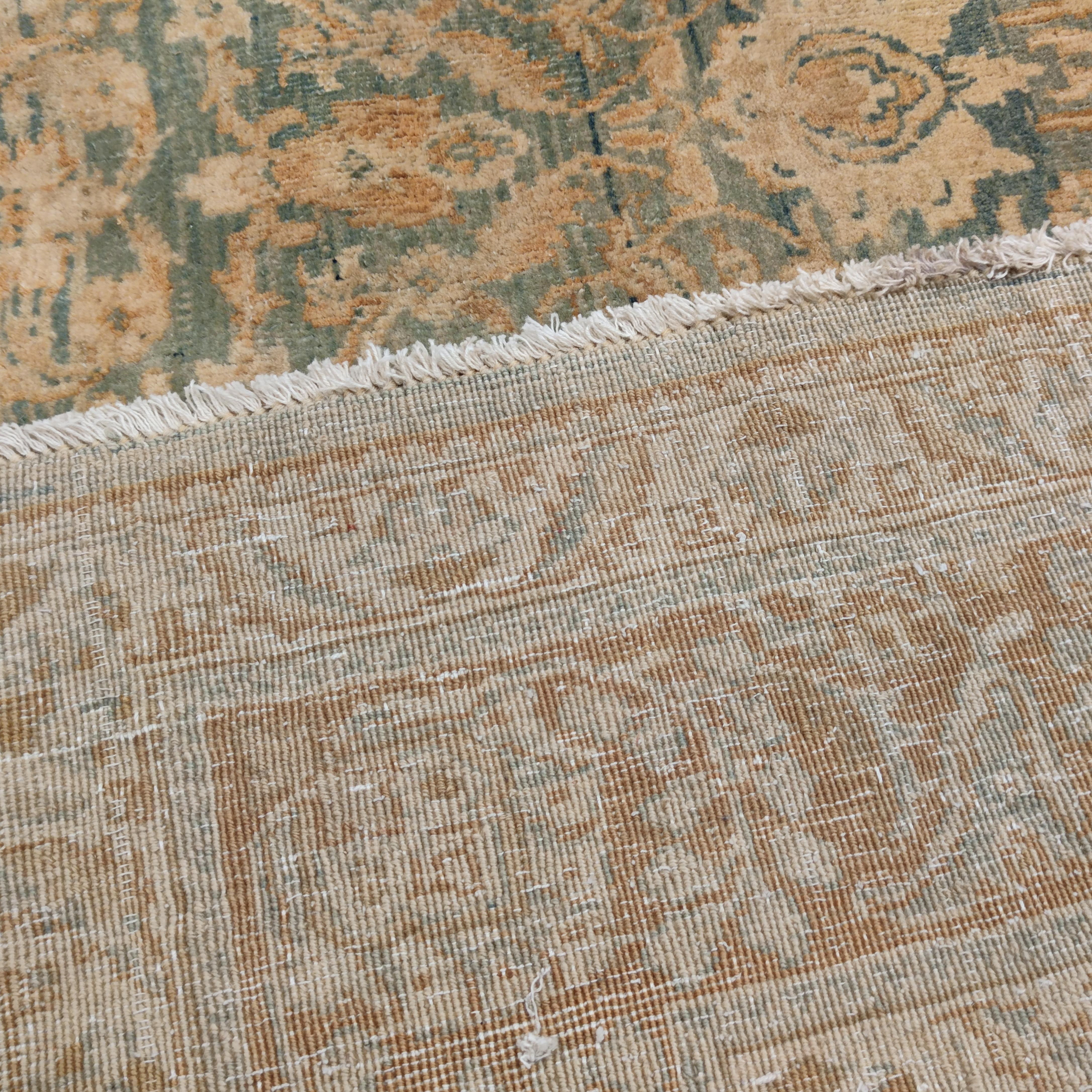 Antique Teal Blue Agra Rug with All-Over Pattern 1