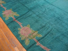 Rugs On Net Antique Teal-Blue Irish Donegal Art Nouveau Arts & Crafts Rug Carpet