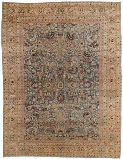 Antique Teal Blue Khorassan Carpet with Large Scale All-Over Pattern