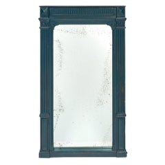 Antique Teal French Painted Pier Mirror