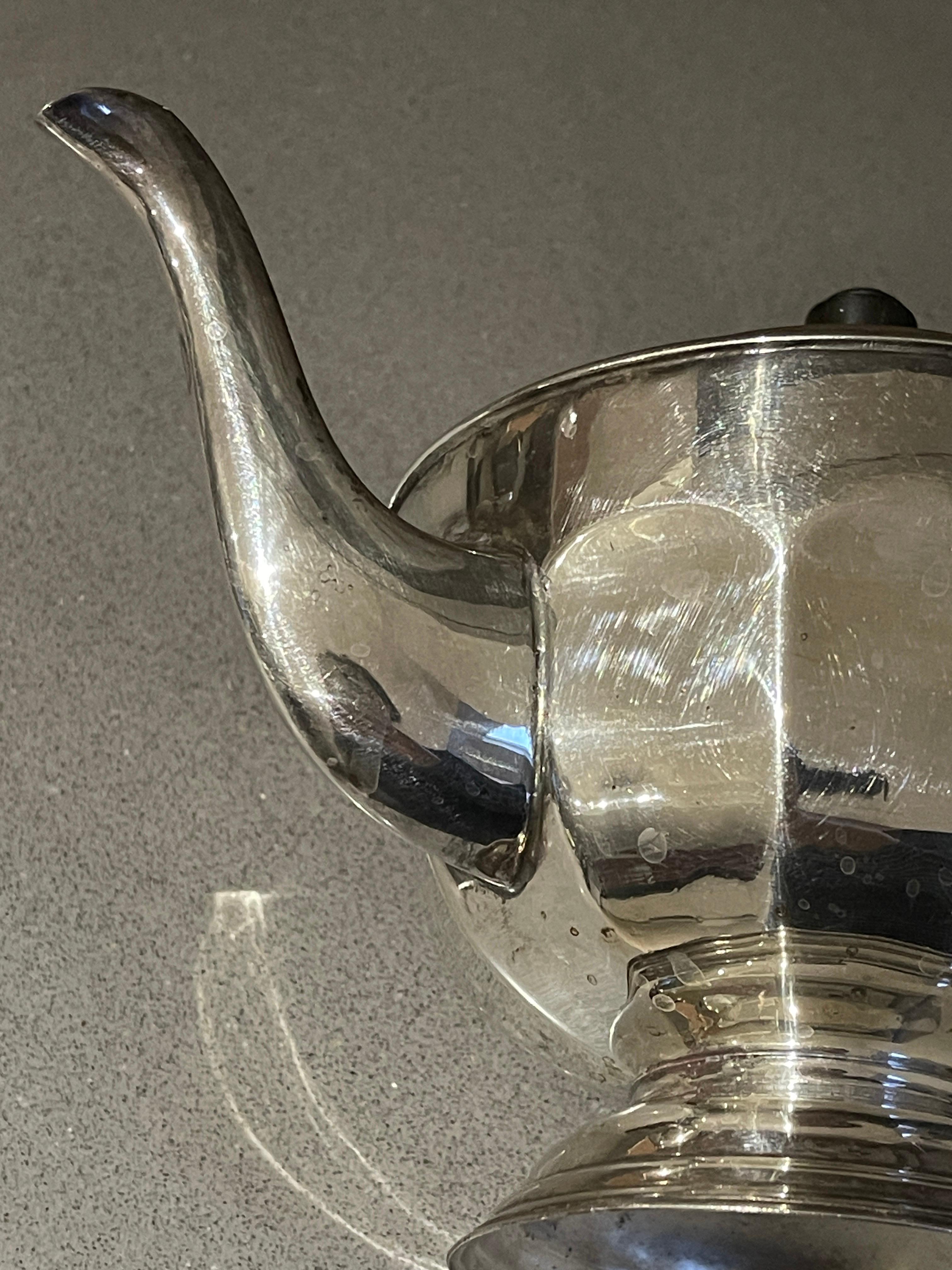 Antique Silver Teapot, Exclusive Silver Art Deco English Mid-century Coffee Pot For Sale 1