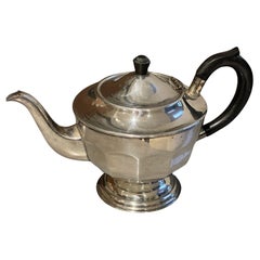 Antique Silver Teapot, Exclusive Silver Art Deco English Mid-century Coffee Pot