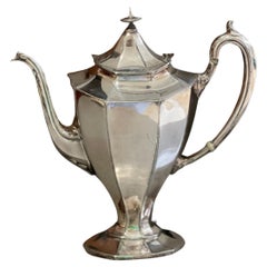 Antique Teapot, Exclusive Silver Art Deco English Mid-century Coffee Pot
