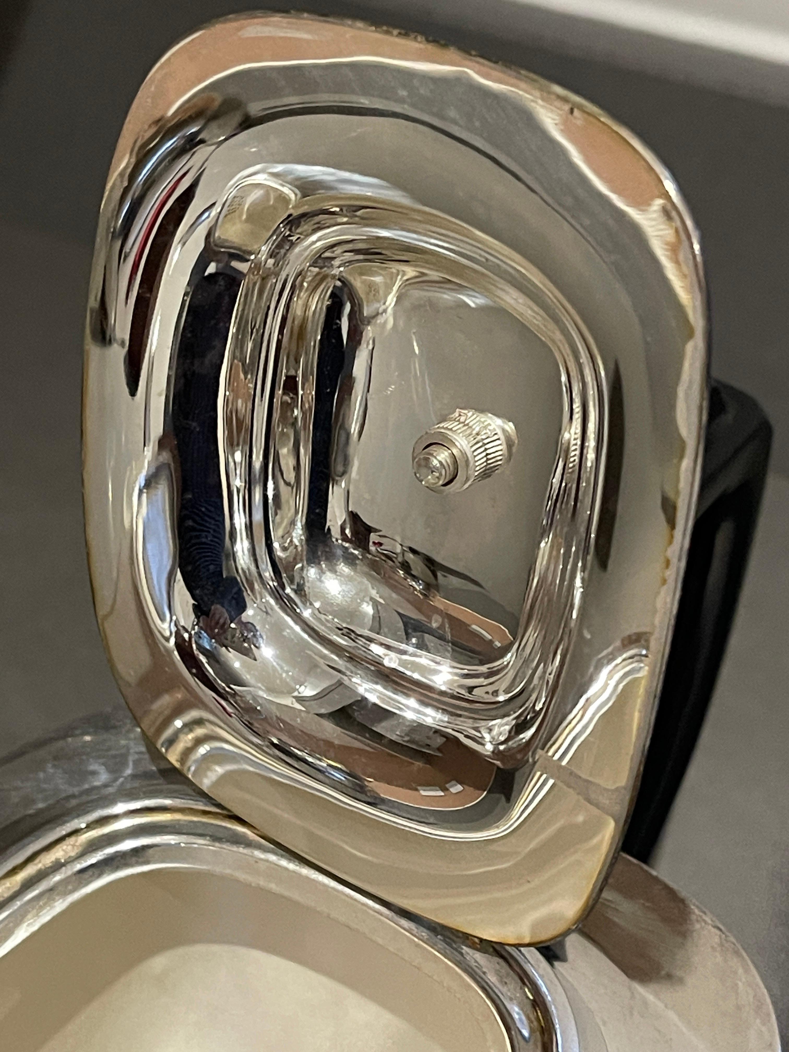Antique Silver Teapot, Exclusive Art Deco English Mid-century Coffee Pot Pearled For Sale 3