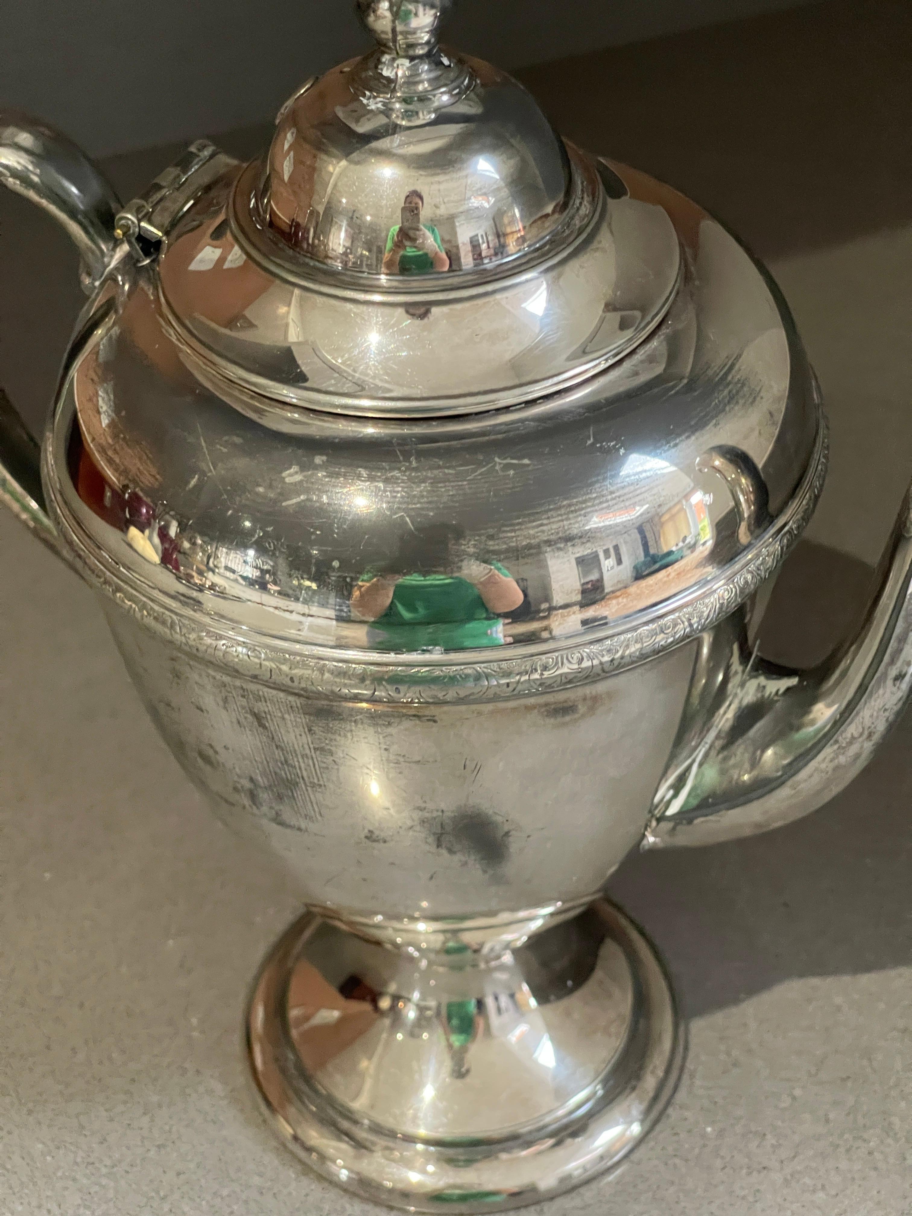 Antique Teapot, Exclusive Silver Rococo English Mid-century Coffee Pot For Sale 2