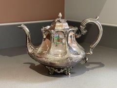 Antique Teapot, Exclusive Silver Rococo English Mid-century Coffee Pot
