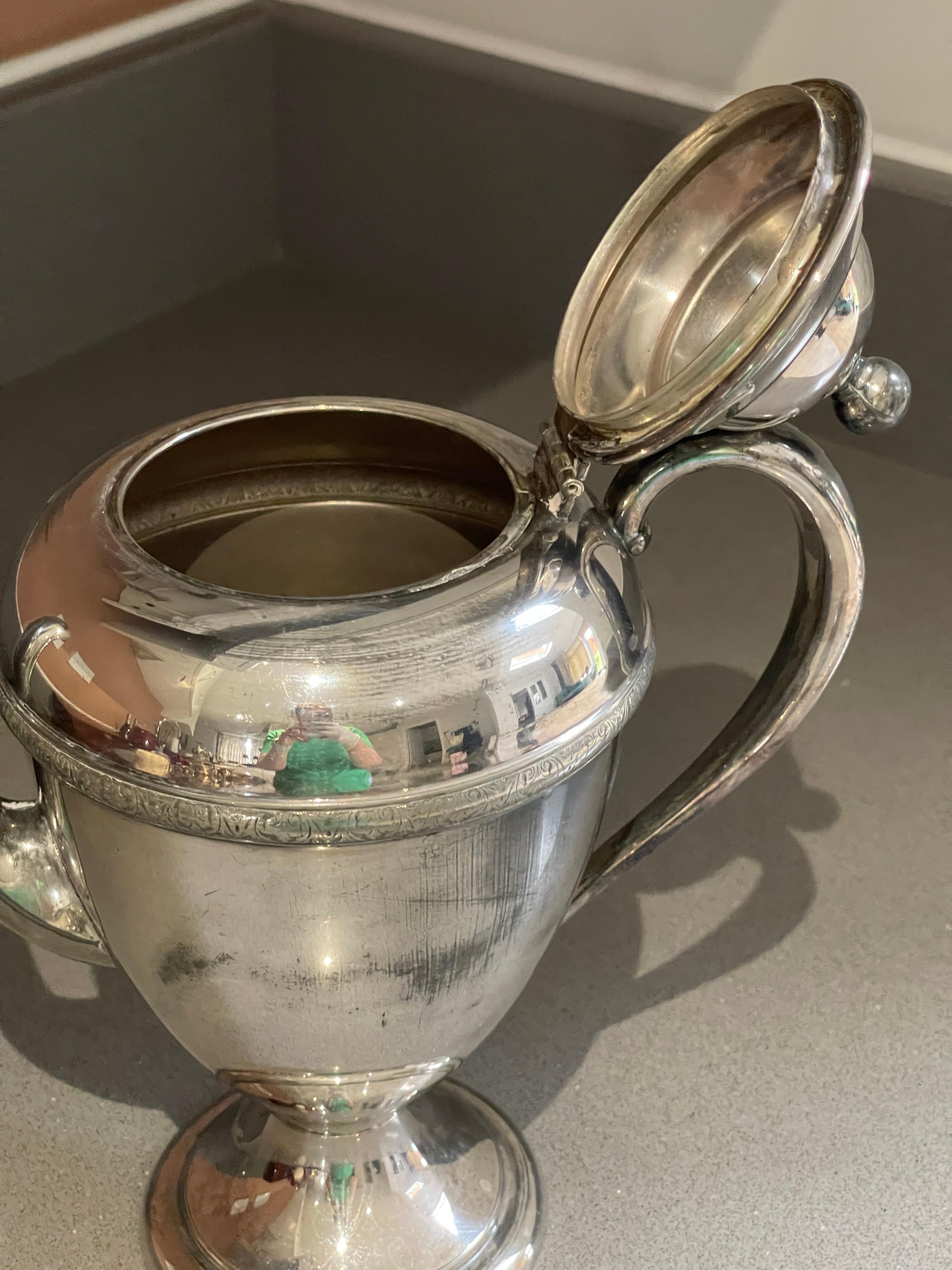 Embossed Antique Teapot, Exclusive Silver Rococo English Mid-century Coffee Pot For Sale