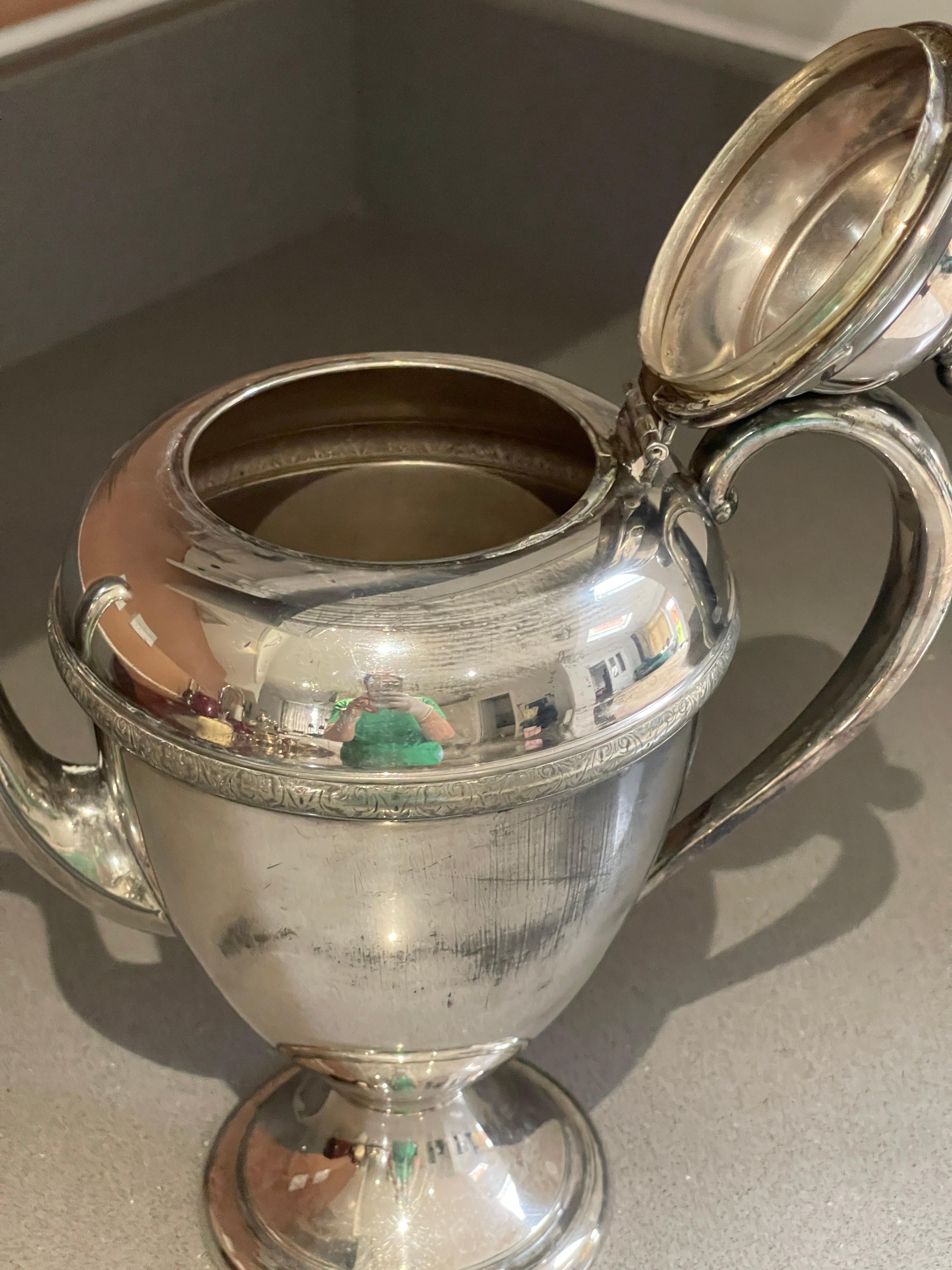 Mid-20th Century Antique Teapot, Exclusive Silver Rococo English Mid-century Coffee Pot For Sale