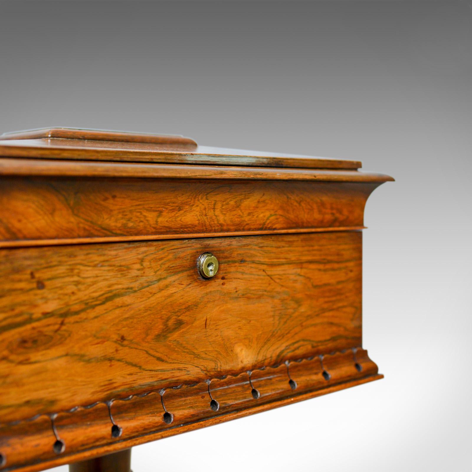 Antike Teapoy Englisch William iv Rosewood Arbeit Box, 19. Jahrhundert, ca. 1835 im Angebot 4