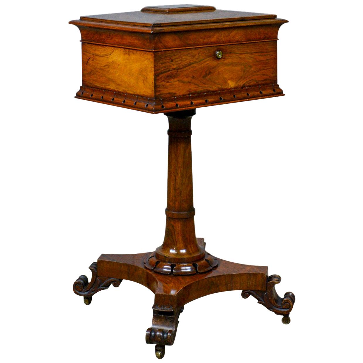 Antique Teapoy English William iv Rosewood Work Box, 19th Century, circa 1835