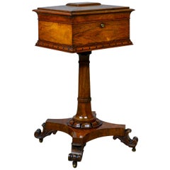 Antike Teapoy Englisch William iv Rosewood Arbeit Box, 19. Jahrhundert, ca. 1835