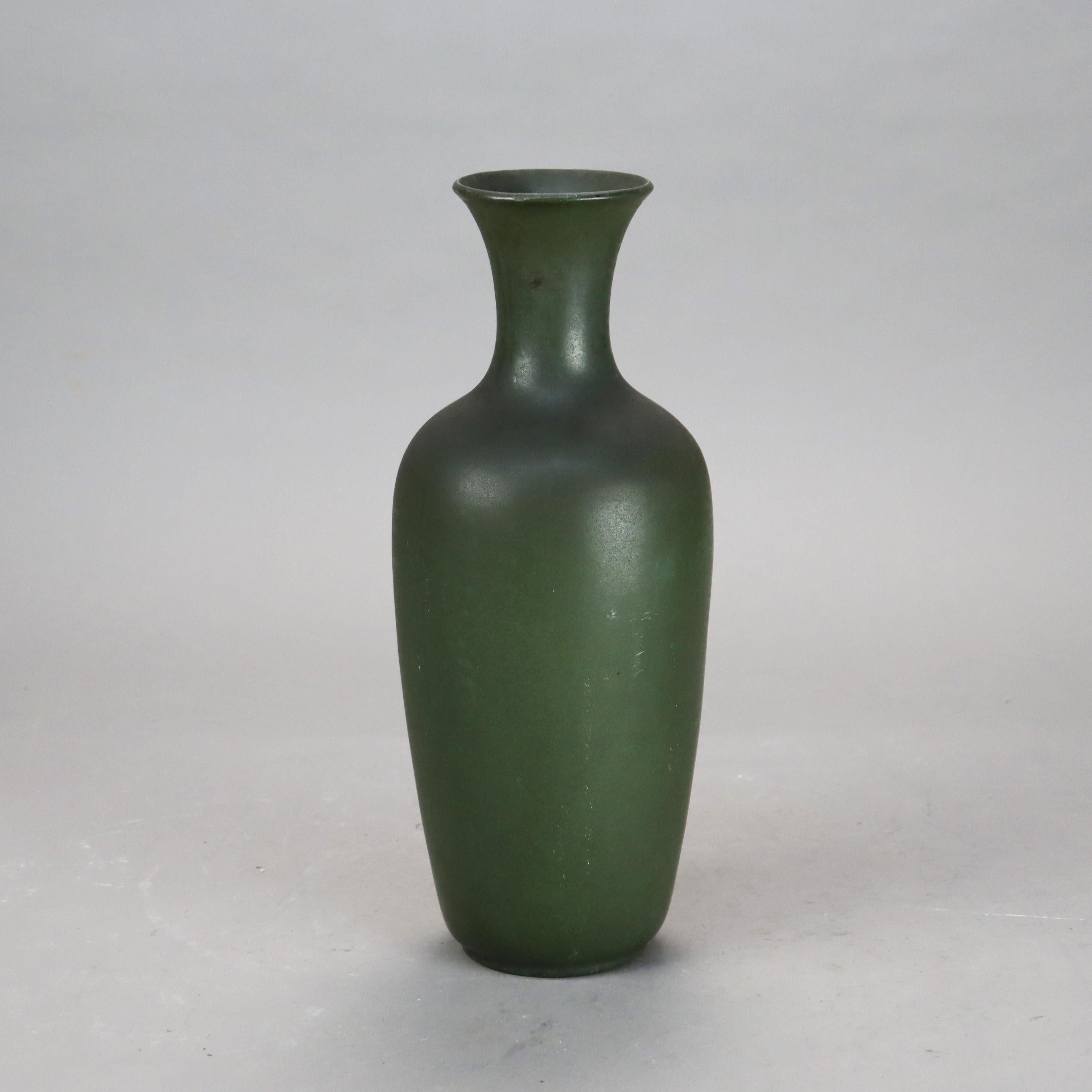Antique Teco Arts & Crafts Dark Green Pottery Tall Vase C1920

Measures - 13 5/8