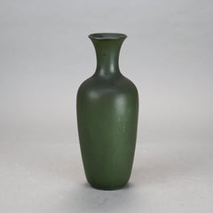 Antique Teco Arts & Crafts Dark Green Pottery Tall Vase C1920
