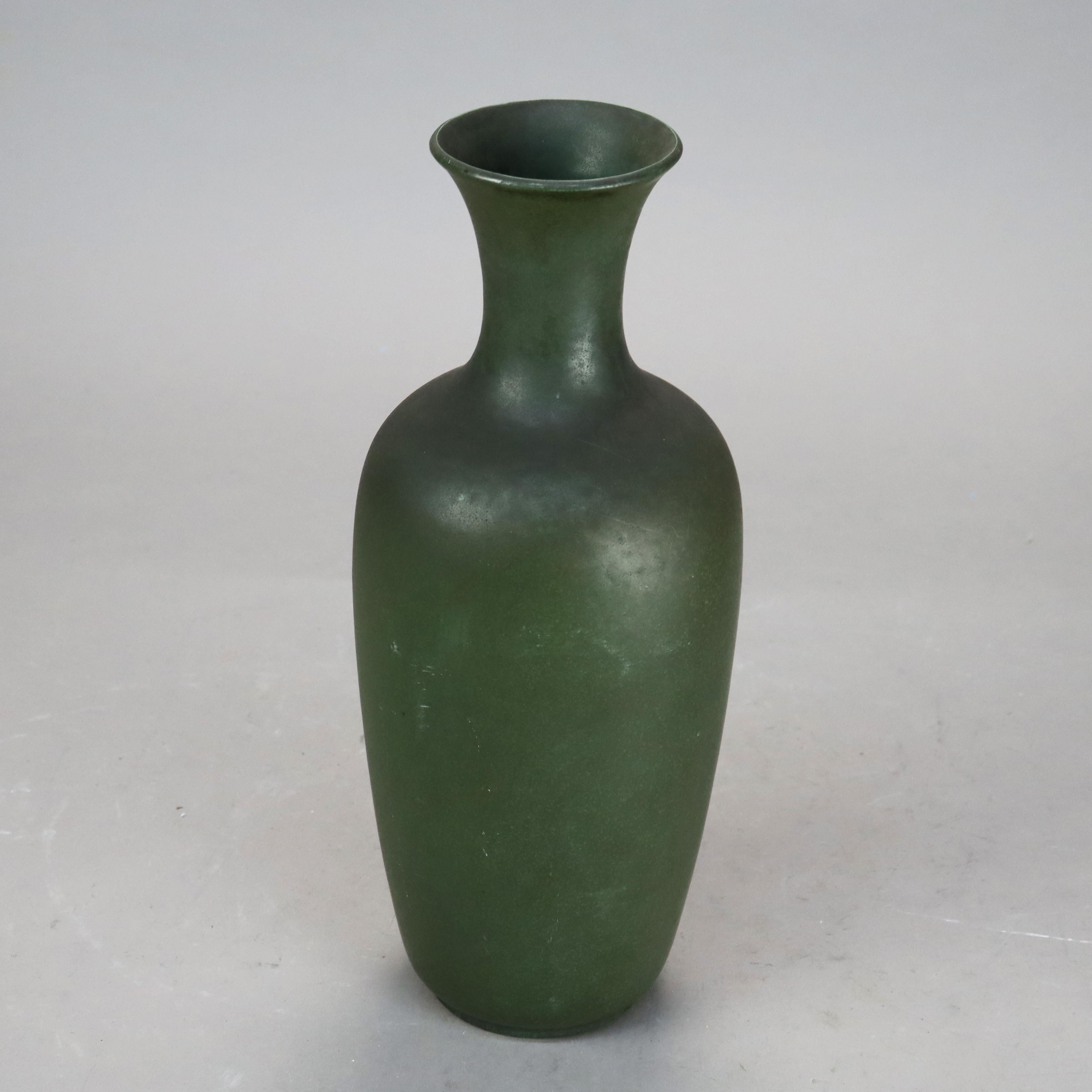 Arts and Crafts Antique Teco Arts & Crafts Dark Green Pottery Tall Vase C1920