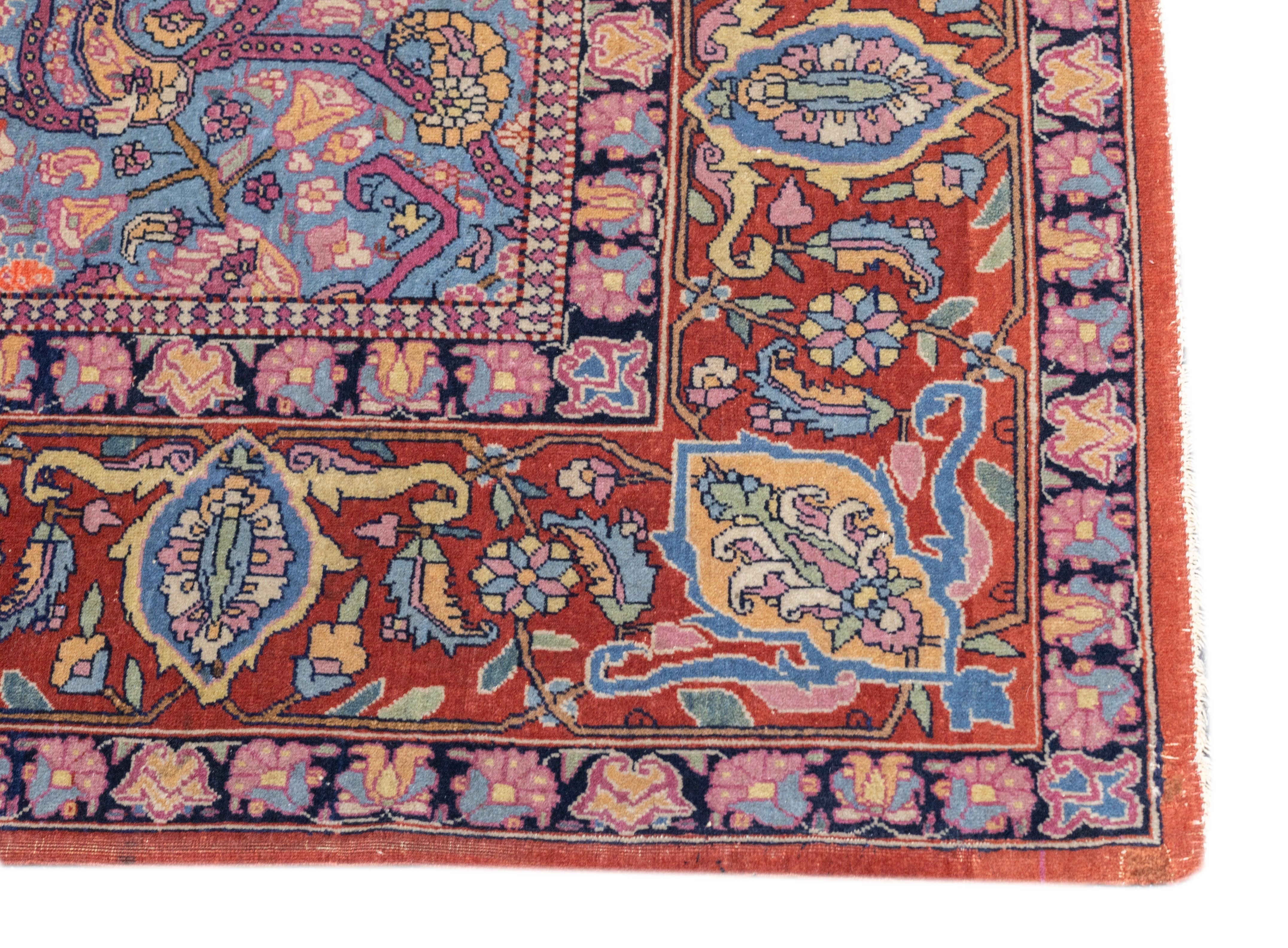 20th Century Antique Tehran Rug 4'4'' x 6'9'' For Sale