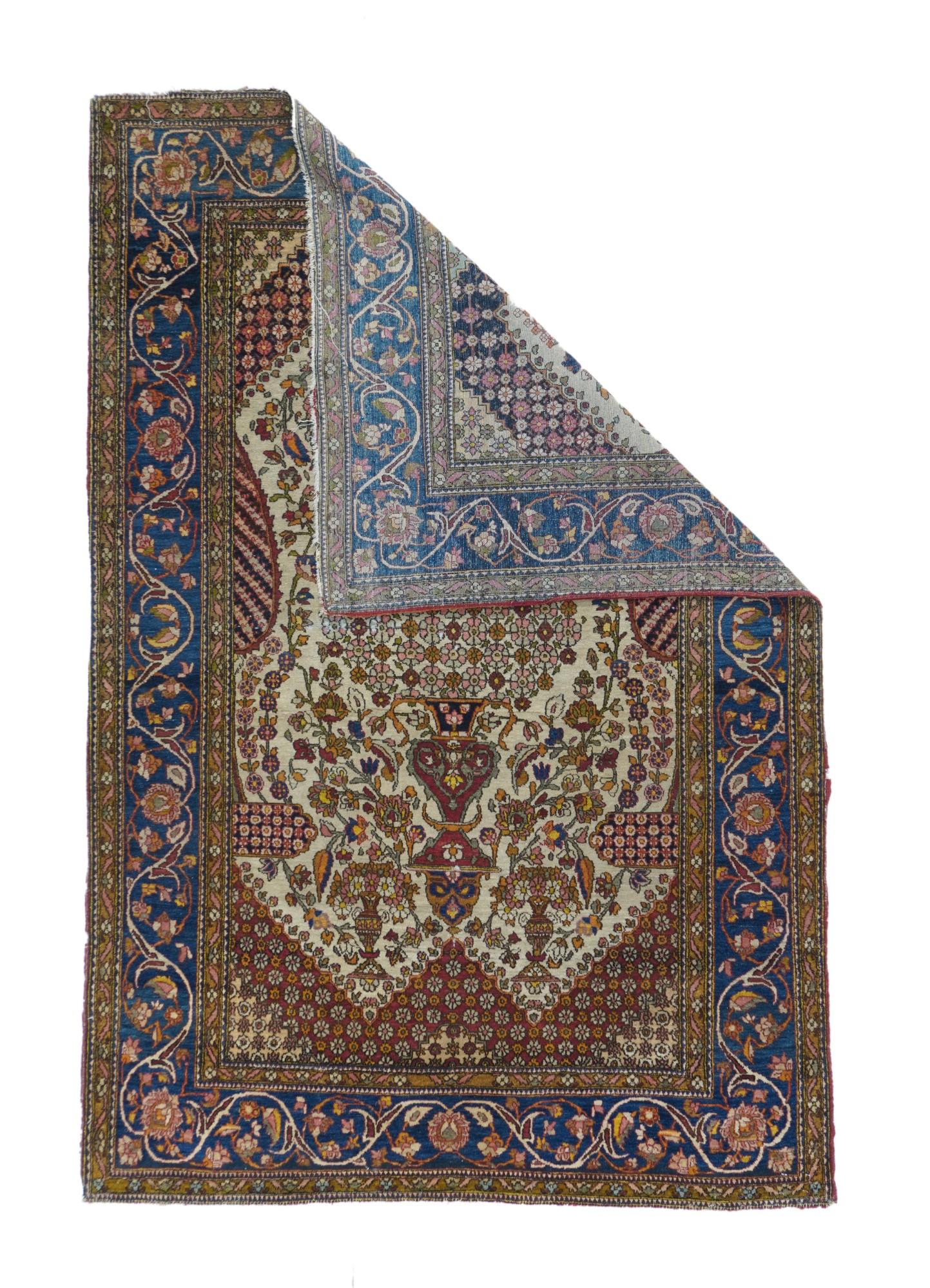 Antiker Teheran-Teppich 4'5'' x 6'8''.