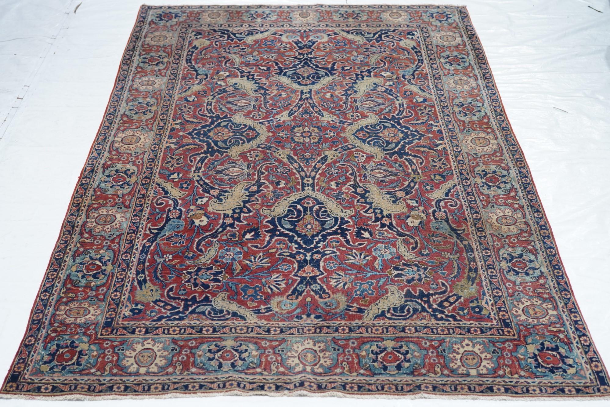 Antiker Teheran-Teppich 4'5'' x 7'1'' im Angebot 1