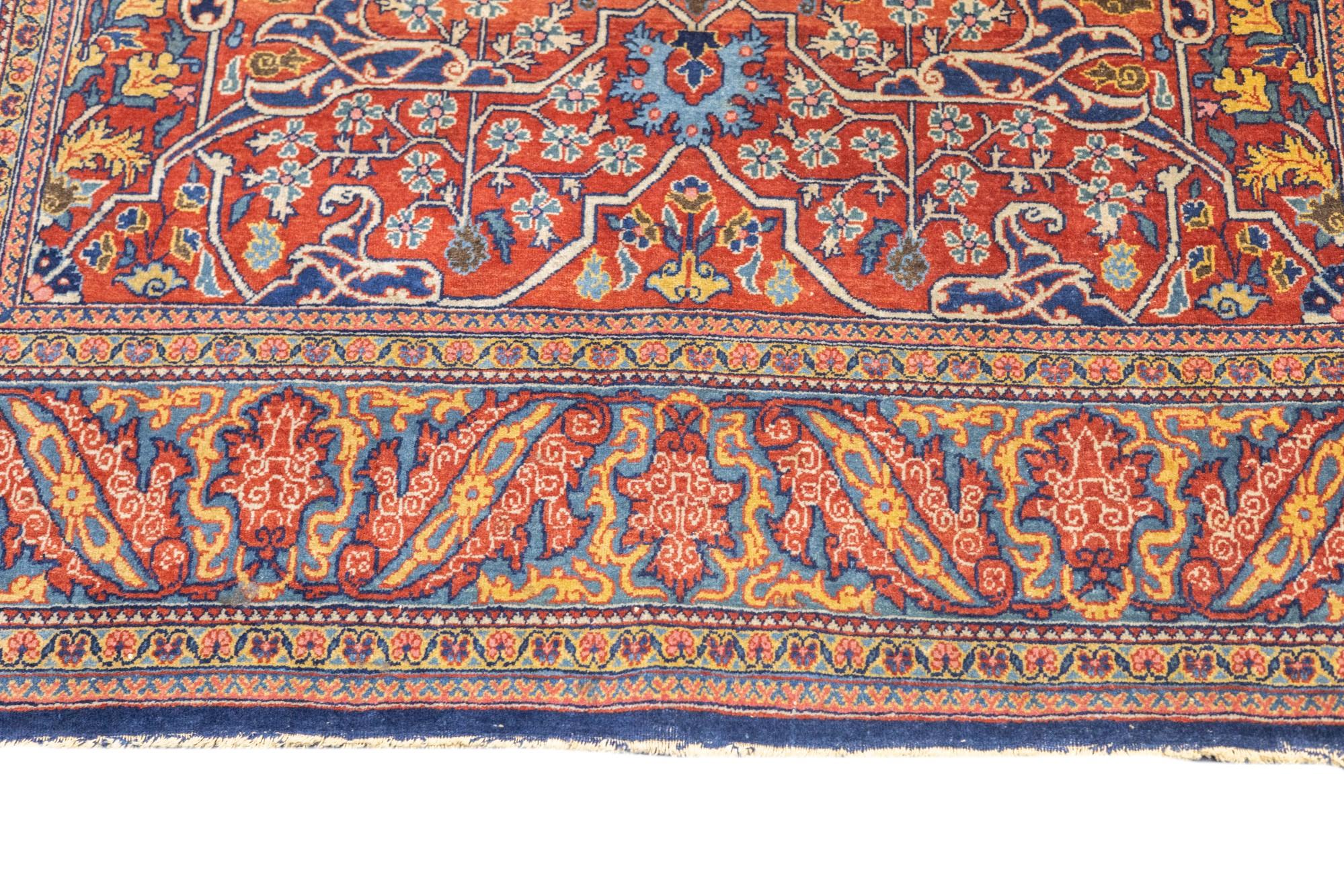 Antiker Teheran-Teppich 4'7'' x 6'10'' (Handgeknüpft) im Angebot