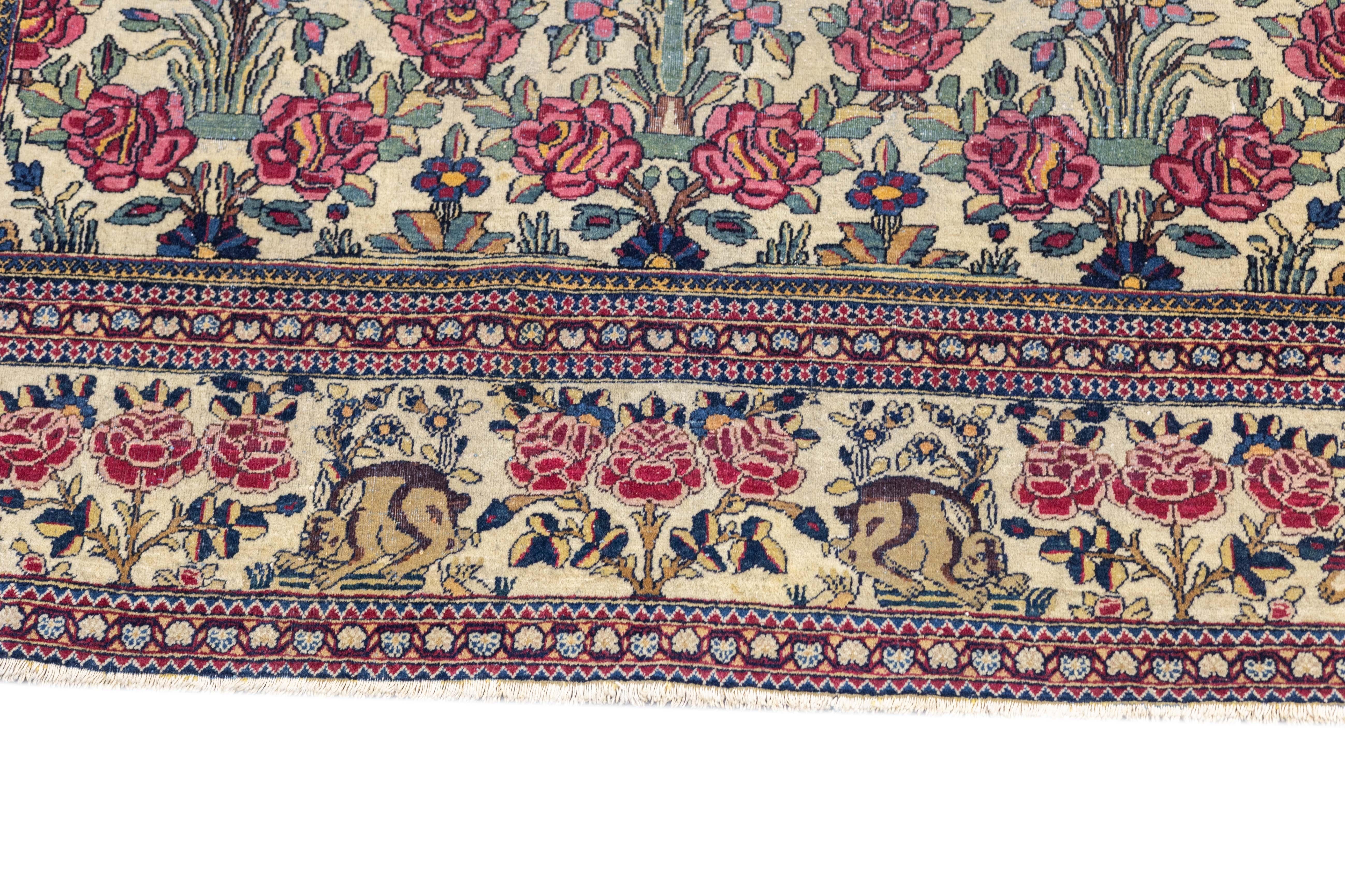 Hand-Knotted Antique Tehran Rug 4'7'' x 6'11'' For Sale