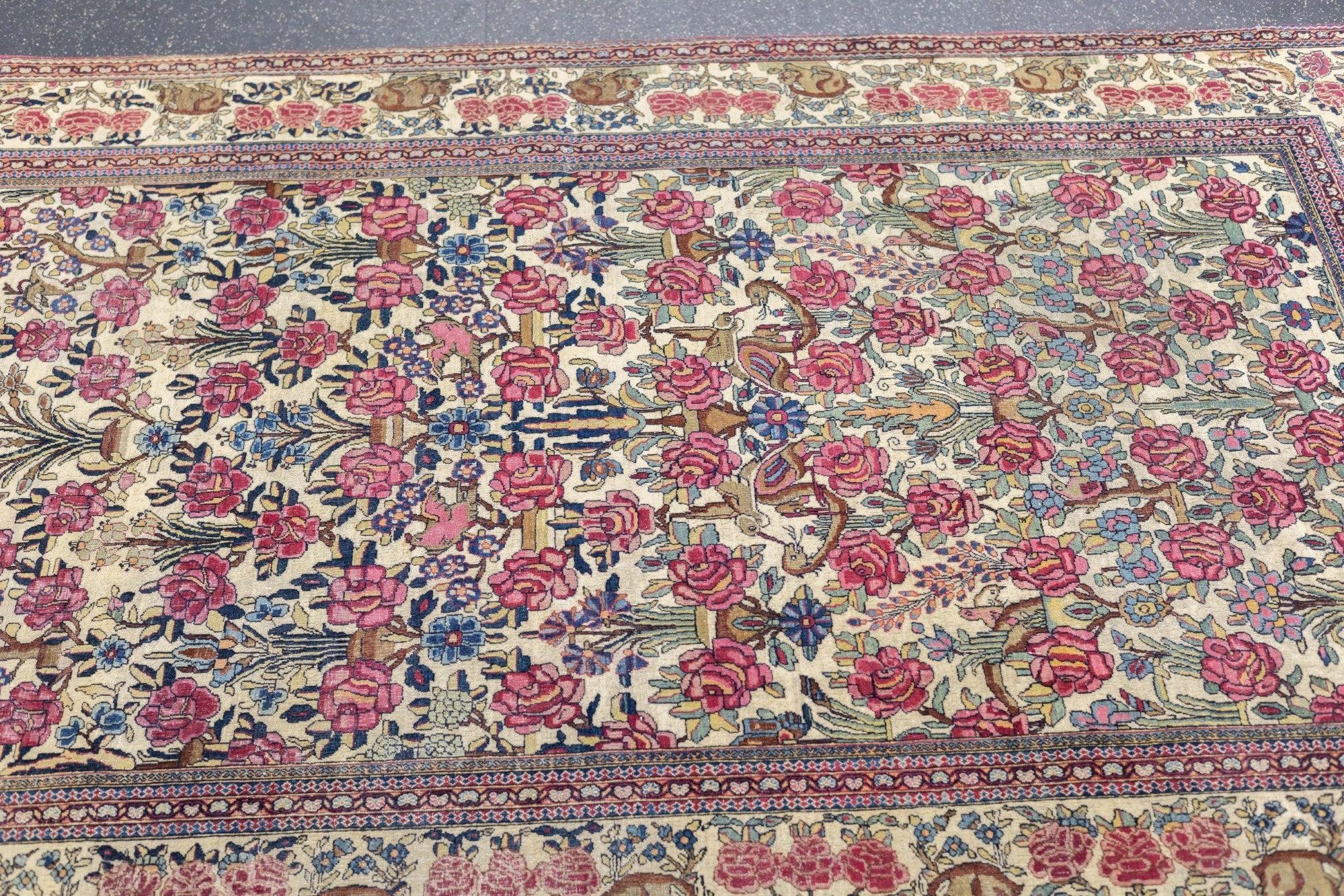 Wool Antique Tehran Rug 4'7'' x 6'11'' For Sale