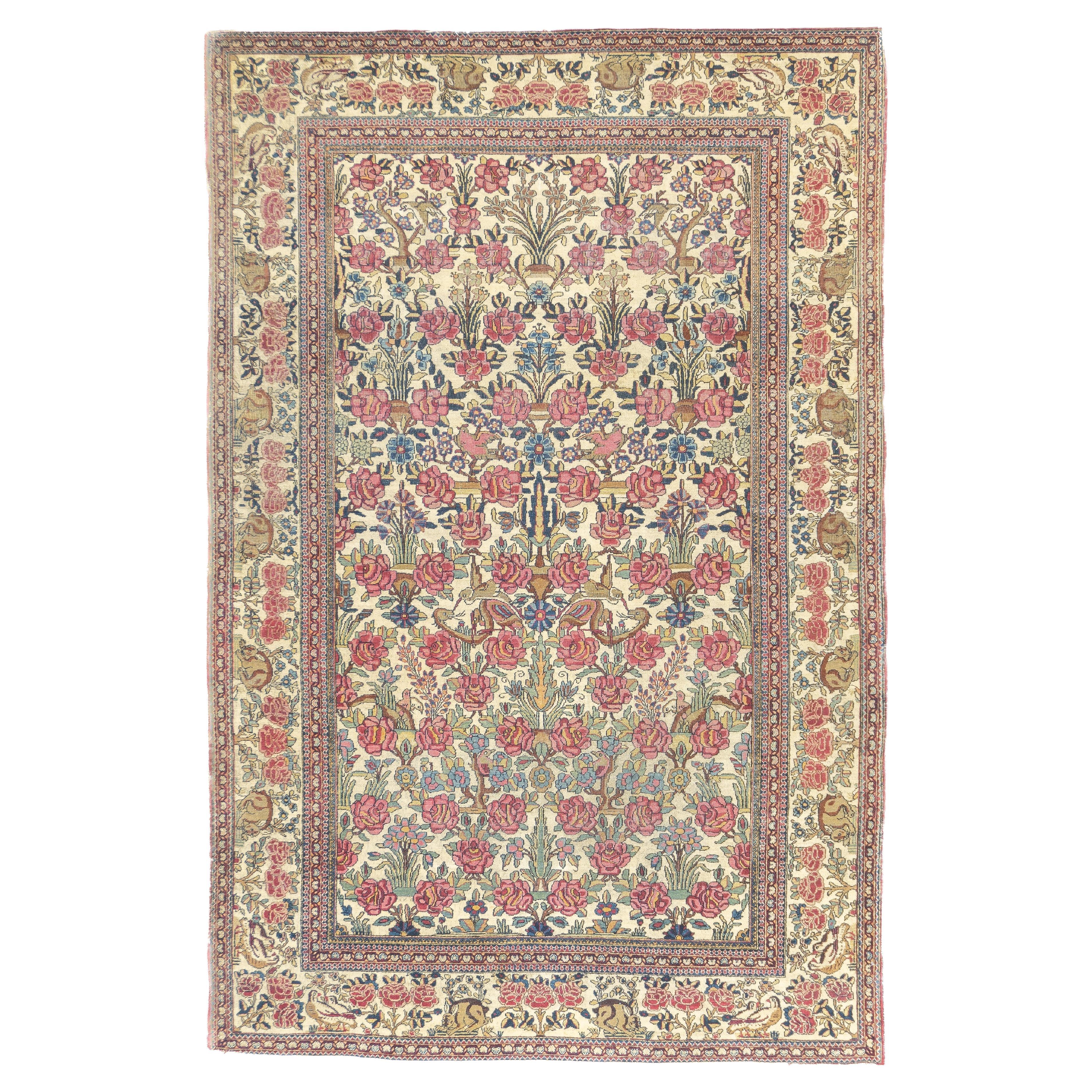 Antique Tehran Rug 4'7'' x 6'11'' For Sale
