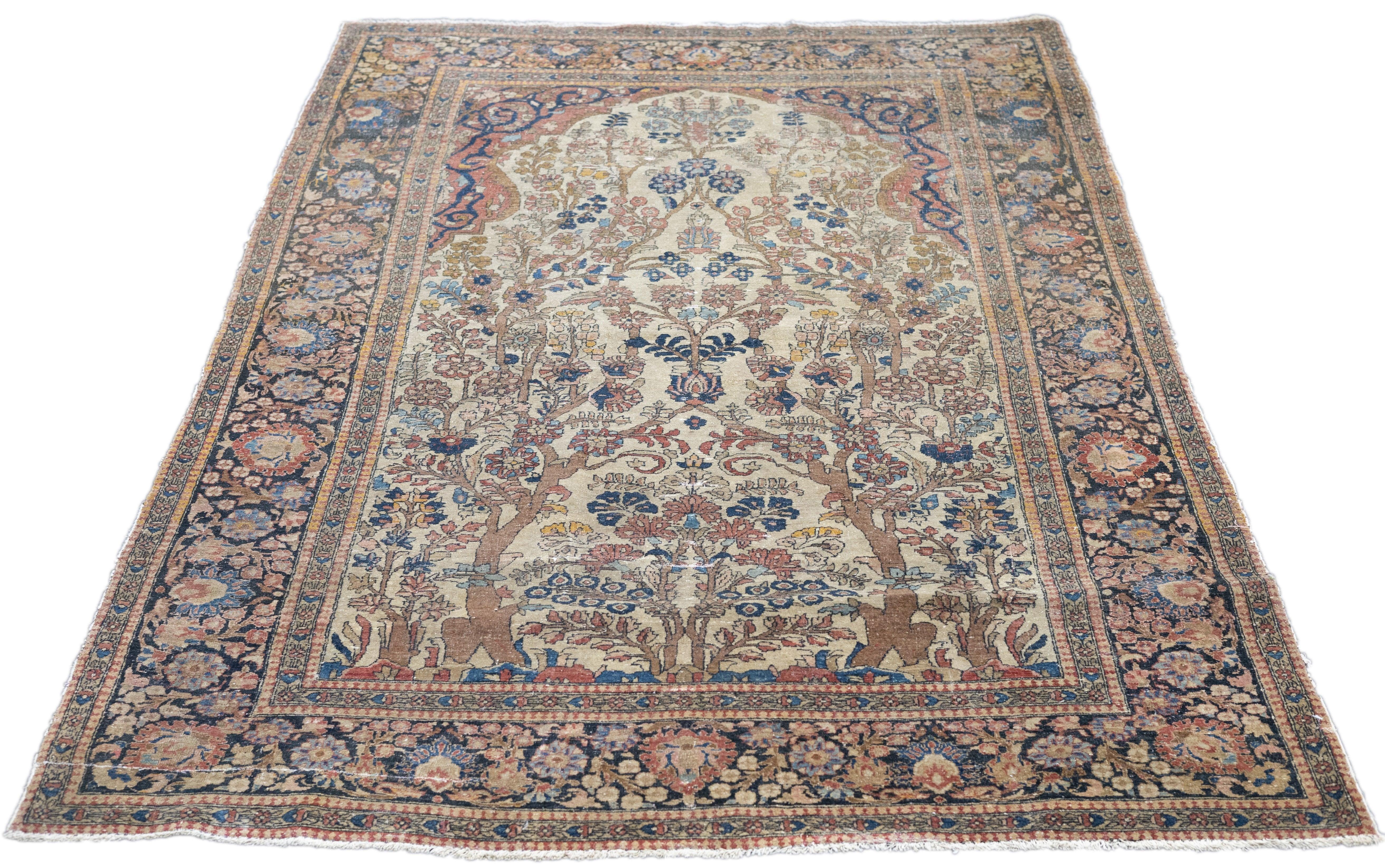 Antiker Teheran-Teppich 4'7'' x 7'3'' (19. Jahrhundert) im Angebot