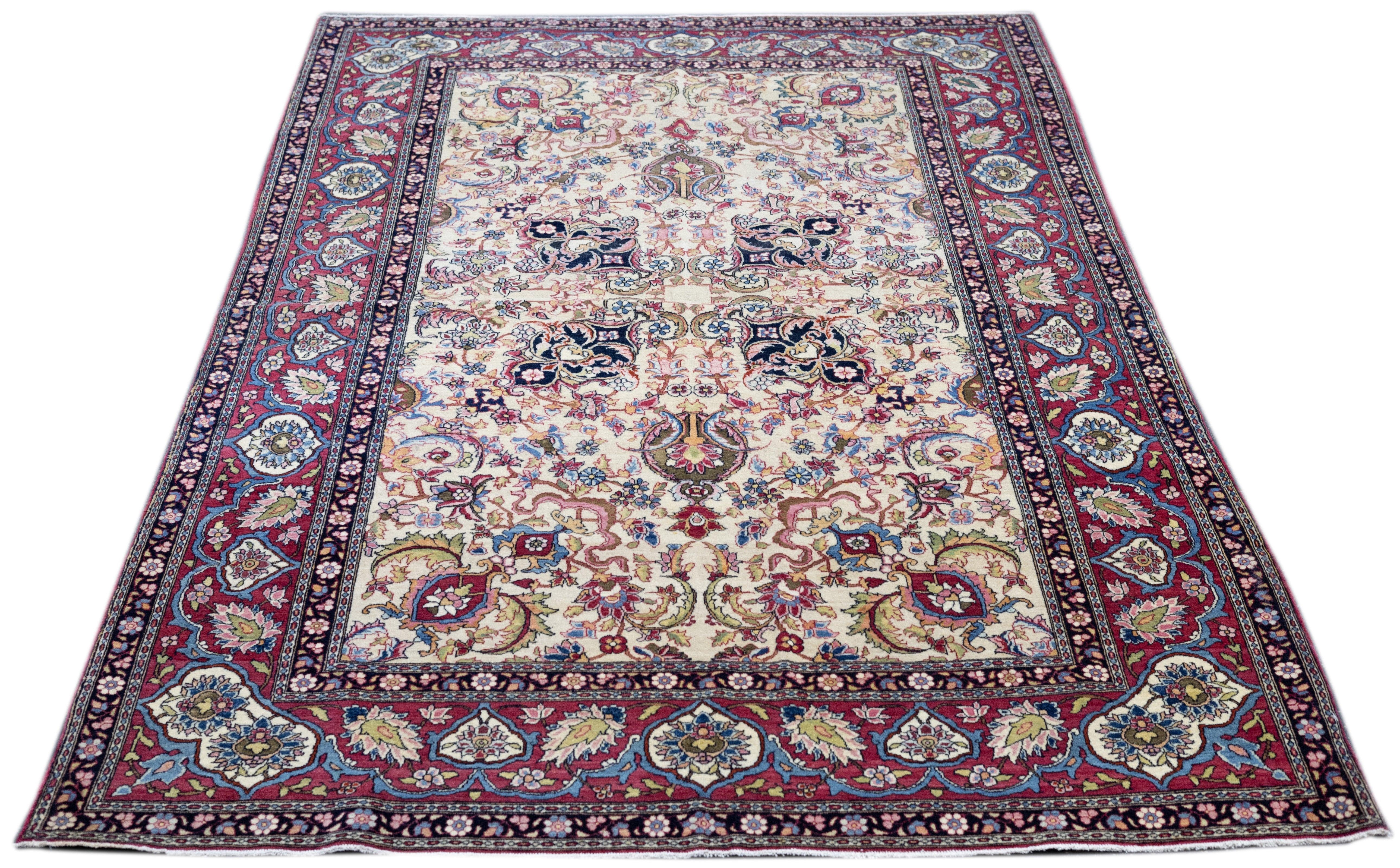 Antiker Teheran-Teppich 4'7'' x 7'3'' (19. Jahrhundert) im Angebot