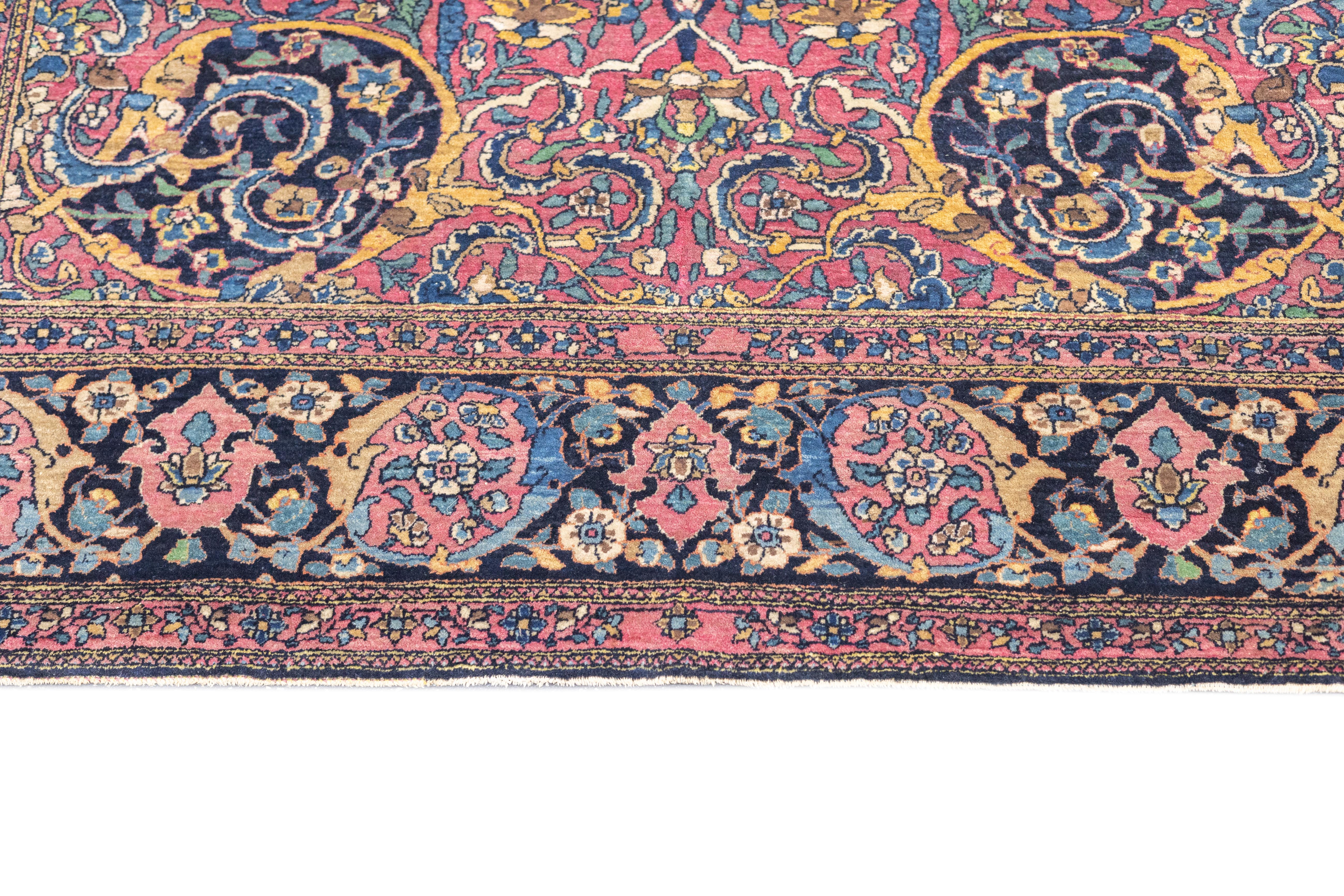 Hand-Knotted Antique Tehran Rug 4'8'' x 6'10'' For Sale
