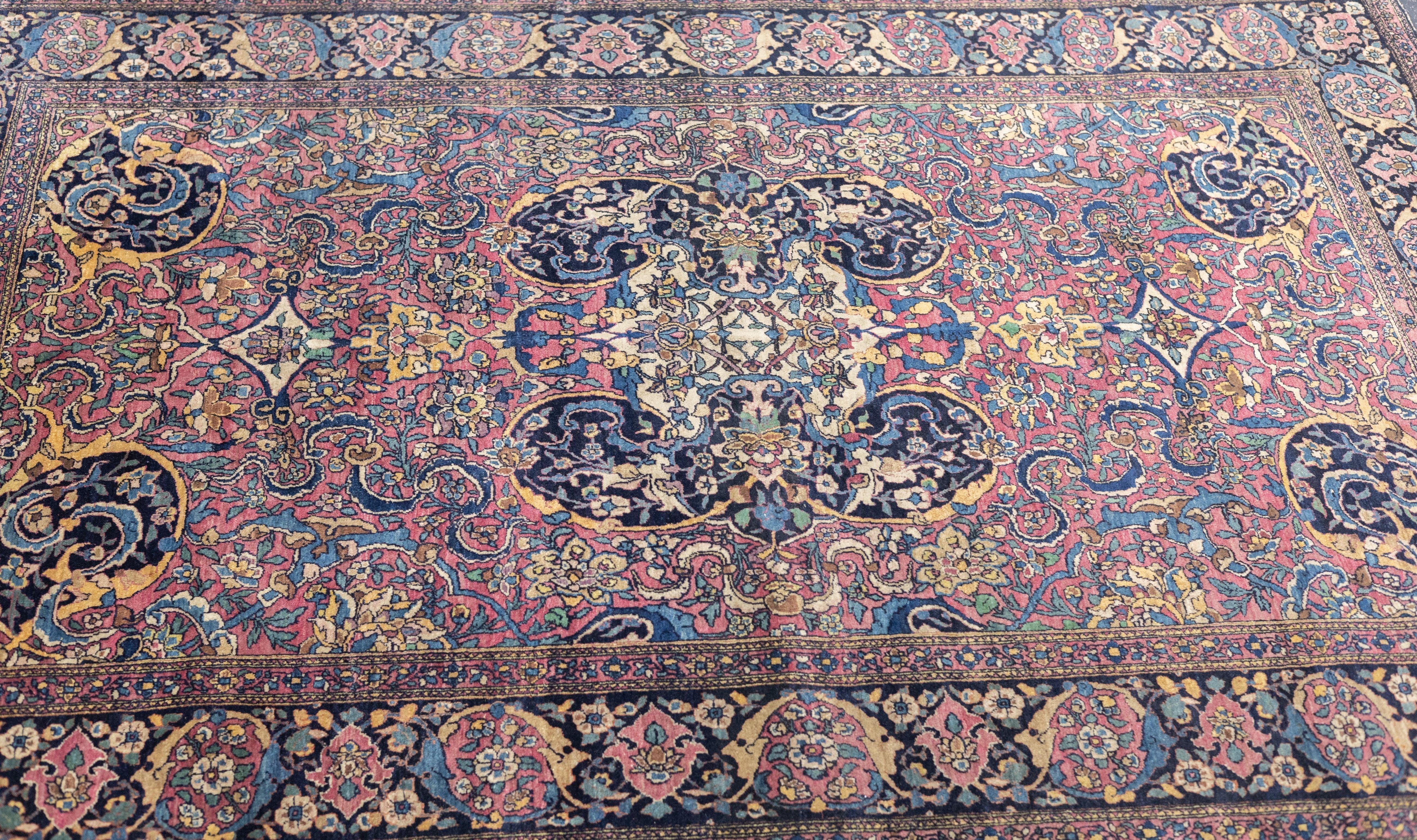19th Century Antique Tehran Rug 4'8'' x 6'10'' For Sale