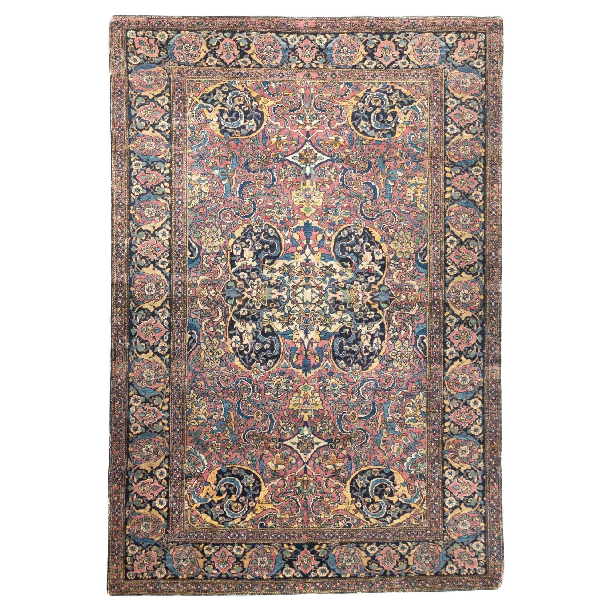 Antique Tehran Rug 4'8'' x 6'10'' For Sale