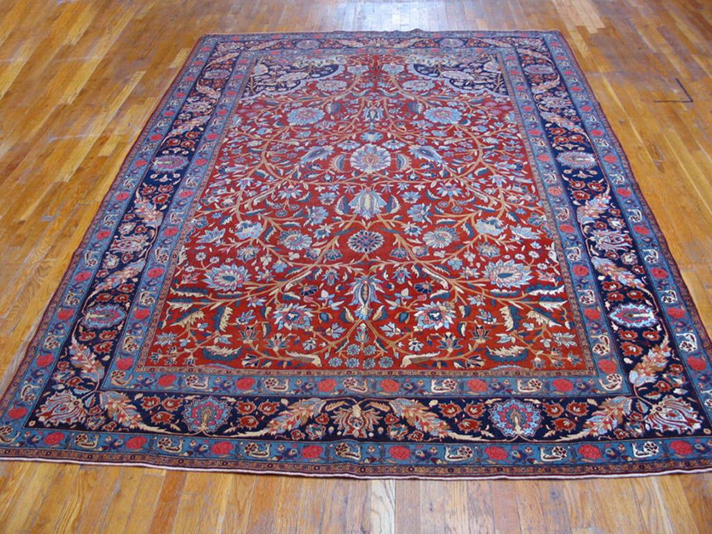 Early 20th Century Persian Tehran Carpet with Silk Highlights (7'x10'-214x305)  In Good Condition In New York, NY